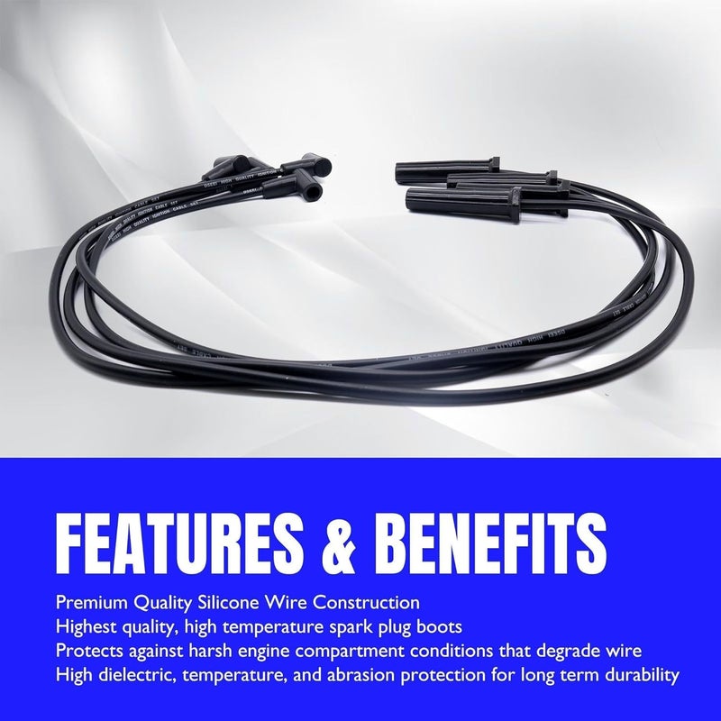 OXCANO 7543 Ignition Spark Plug Wires Set of 4 Compatible with Chevrolet S10 1998-2003, GMC Sonoma 1998-2003, Isuzu Hombre 1998 1999 2000 L4 2.2L - Image 2